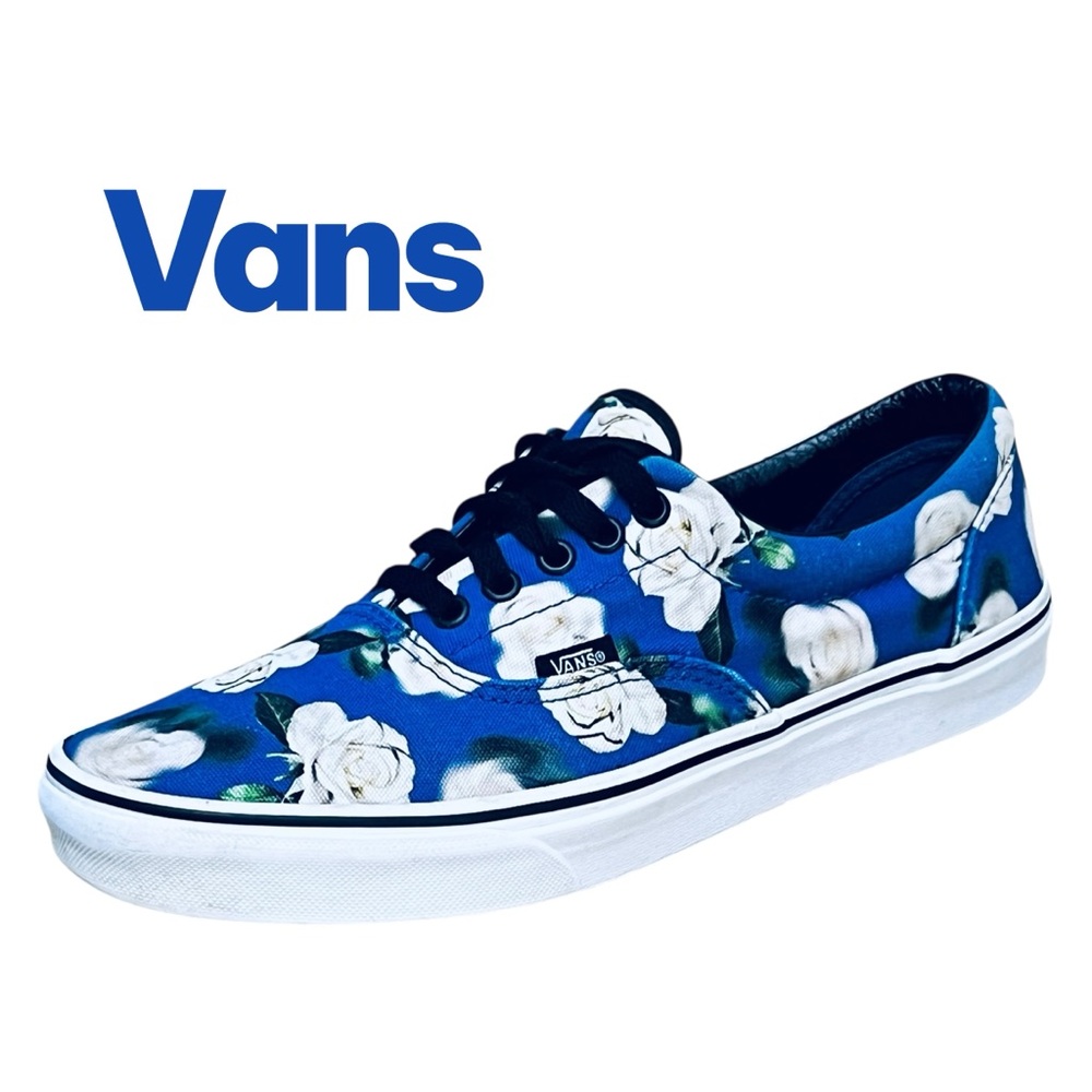 Vans Era Romantic Roses White Floral Royal Blue Sz 10 Men's Shoes